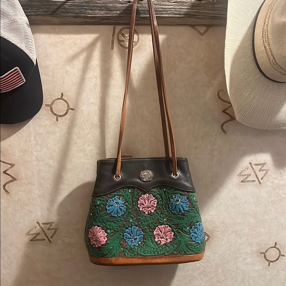 Montana Silversmiths Brown and Green Floral Shoulder Bag - Picture 2 of 9